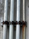 old rusty metal pipes on the roof of the house Royalty Free Stock Photo