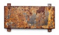 Old rusty metal plate on white background Royalty Free Stock Photo