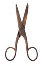 Old rusty metal scissors isolated clipping path.