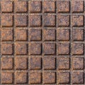 Old rusty metal street sewer drain cover top hatch texture. Royalty Free Stock Photo