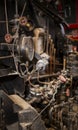 old rusty valves, pipes, and gauges on an antique steam engine Royalty Free Stock Photo