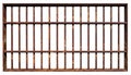 Old Rusty Metal Window Grille with Vertical Bars Isolated on White Background image photo Royalty Free Stock Photo
