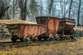 Old rusty mining train on an old track