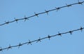Old rusty barbed wire on a blue sky Royalty Free Stock Photo