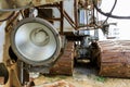 Old rusty multi bucket excavator, giant stacker, absetzer in sandy career