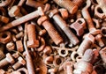 Old Rusty Nuts and Bolts Background
