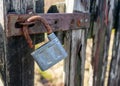 old rusty padlock on the door Royalty Free Stock Photo