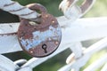 Old rusty padlock. Love and fidelity concept. Metal