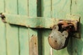 Old rusty padlock safety
