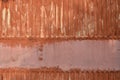 Old rusty painted corrugated metal surface, background