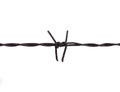 Old rusty piece of barbed wire isolated on white background. Barbwire symbol Royalty Free Stock Photo