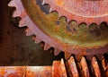 Old and rusty pinion gear of a mechanical machine Royalty Free Stock Photo