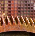 Old and rusty pinion gear of mechanical machine Royalty Free Stock Photo