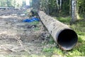 Construction of a gas pipeline laid in the ground. Royalty Free Stock Photo