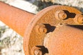 Old rusty pipeline with flange and bolts Royalty Free Stock Photo