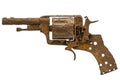Old rusty pistol, Isolated on white background Royalty Free Stock Photo