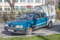 Old rusty Polish van Polonez four doors parked