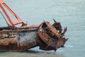 Old rusty propeller ship abandoned