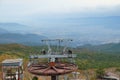 Old rusty pulley wheel on ski lift station