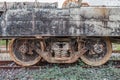 Old rusty rail wheel on railroad tracks Royalty Free Stock Photo