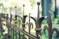 Old rusty railing - wrought rusted fence,