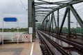 Old rusty railroad bridge over the Danube River in Vienna Austria Royalty Free Stock Photo