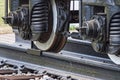 Old rusty railroad wagon weels Royalty Free Stock Photo