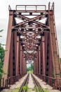 Old rusty railway bridge over the river Royalty Free Stock Photo