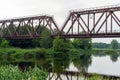 Old rusty railway bridge over the river Royalty Free Stock Photo