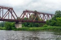 Old rusty railway bridge over the river Royalty Free Stock Photo