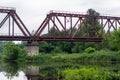 Old rusty railway bridge over the river Royalty Free Stock Photo