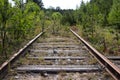 Old rusty railway tracks with wooden sleepers Royalty Free Stock Photo