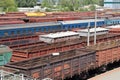 Old and rusty railway wagons and trains