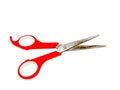 Old rusty red scissors isolated on white background Royalty Free Stock Photo