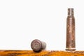 Old rusty rifle cartridges from the second world war on a white background Royalty Free Stock Photo