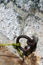 Old rusty ring fixed in stone wall Royalty Free Stock Photo