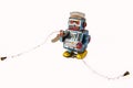 old rusty on robot toy on background Royalty Free Stock Photo