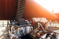 Old rusty rotating kiln in cement manufacturing plant Royalty Free Stock Photo