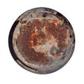 Old rusty round metal plate