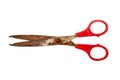 Old rusty scissors on white background. Royalty Free Stock Photo