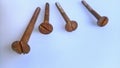 Old Rusty screw, wall screw with string Royalty Free Stock Photo