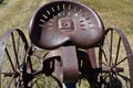The seat and levers of a horse pulled field cultivator