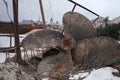 old rusty ship propeller in the trash heap Royalty Free Stock Photo