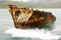 Old rusty ship in a sea