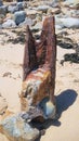 Old rusty steel pillar on Horseshoe Beach