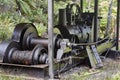 Old rusty steam engine sawmill remains Royalty Free Stock Photo