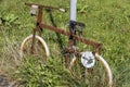 Old rusty, strange, funny bicycle