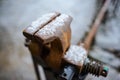 Old rusty table vises for handwork on metal and wood Royalty Free Stock Photo