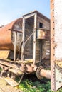 Old rusty, tank wagon, with cab, brake and wheels detail Royalty Free Stock Photo