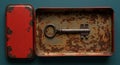 Old rusty tin box with a key Royalty Free Stock Photo